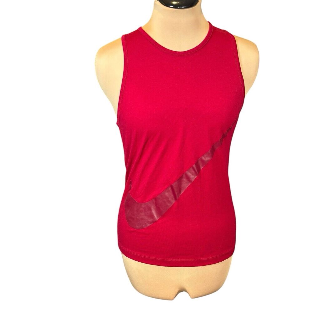 Nike Dri Fit Tank Size XS Red Sleeveless Workout Top Swoosh Performance Gym